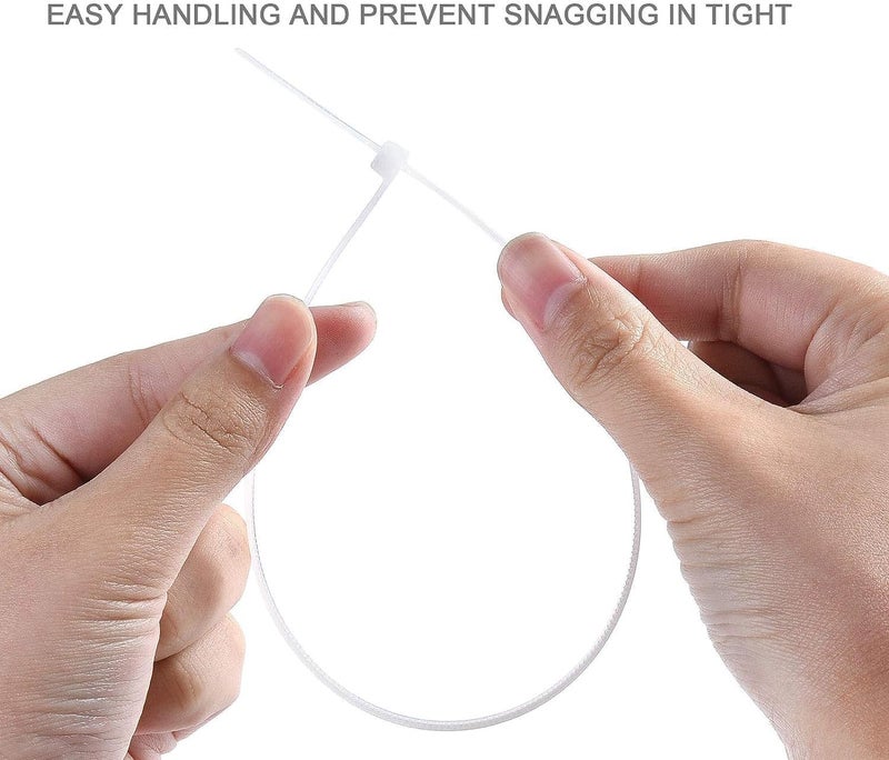 Duravel 20CM Cable Ties White (100 Pack) - Heavy Duty Nylon Plastic Zip Ties with 18LBS Tensile Strength - Image 5